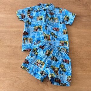 Vintage Toddler RJC Hawaiian Aloha Shirt Shorts 4T 3T 2 PIECE SET Surf Tiki Boys